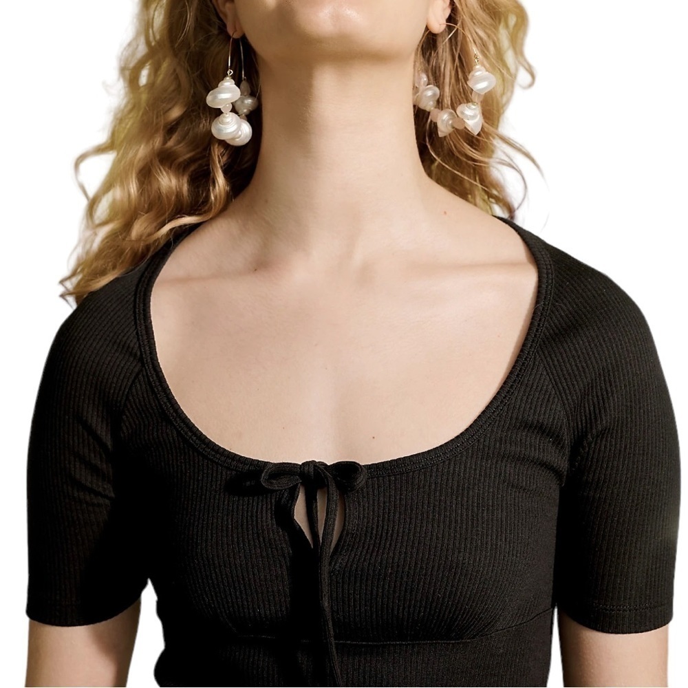 🆕 with tags J.Crew Tie-front vintage rib T-shirt Size:XXS - Picture 3 of 9